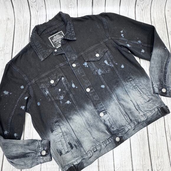 YoungLA Swaggy Jean Jacket Black Wash Size X-Lg - Picture 3 of 4